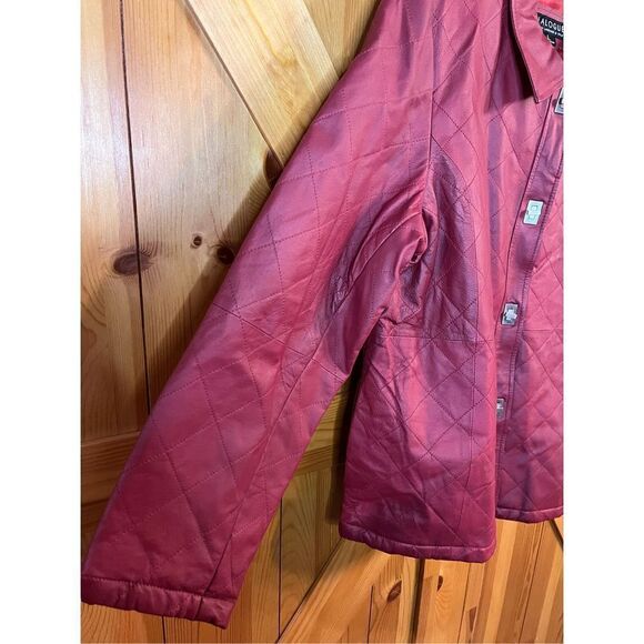 DIALOGUE DARK RED LEATHER LONG SLEEVE JACKET SIZE LARGE (2896) - Picture 2 of 5